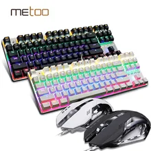 Professional LED Backlit blue/black switch Gaming Mechanical Keyboard+Mouse combo set 3200DPI gaming light Russia stickers