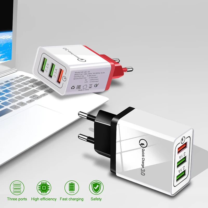 USB зарядное устройство Quick Charge 3,0 для iPhone X 8 7 Plus iPad быстрое настенное зарядное устройство для samsung S10 S9 Xiaomi huawei зарядное устройство для мобильного телефона