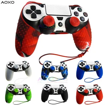

AOXO Camouflage Silicone Flexible Gel Rubber Grip Case Cover Skin JoyStick Caps For Sony PS4 Controller Accessories
