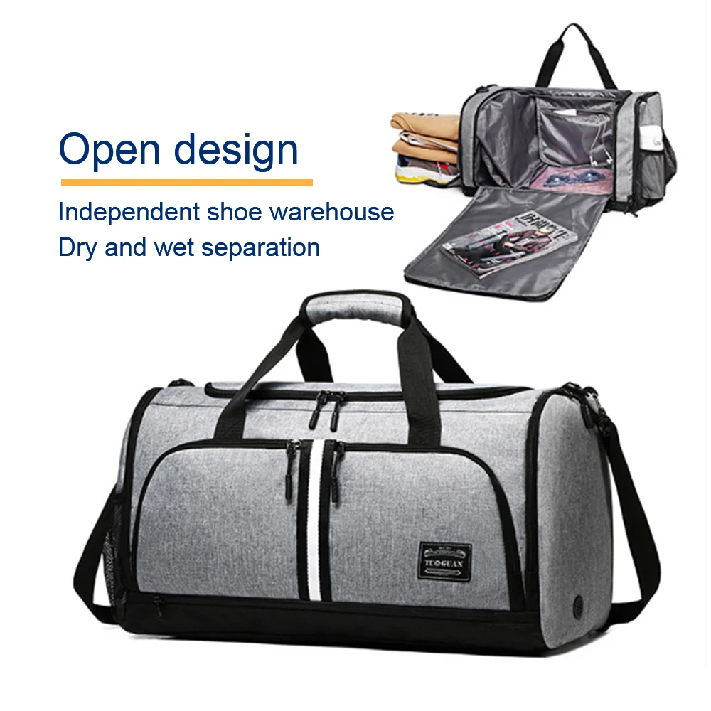 

Travel Bag Waterproof Training Handbag with Shoe Compartment and Wet Pocket Travel Duffel Holdall Large Tote Sports Bag for Men