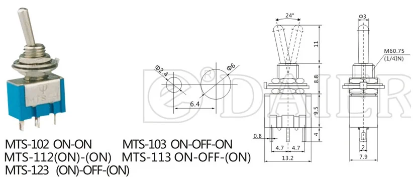 light switch button Free shipping  Toggle switch MTS-103 single toggle switch gear 3 , 3 Pins, 6A/125V 3A/250V  ON-OFF-ON switch 5pcs/lot light fan switch