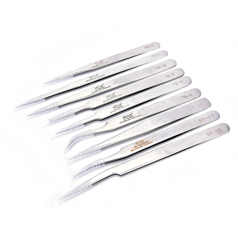 

Stainless Steel Industrial Anti static Jewelry Tweezers Pick UP Tool Set watchmaker Repair Tools High Quality
