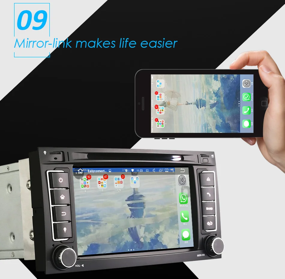 Flash Deal Eunavi 2 Din Android 9 Car DVD Player GPS Navi For VW/Volkswagen/Touareg/Transporter T5 With Canbus Wifi Stereo Radio FM DSP RDS 17