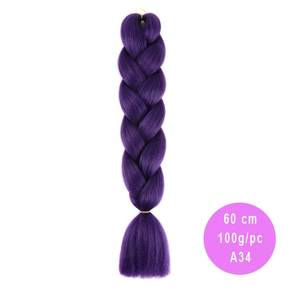 AliRobam Ombre Jumbo Braids Hairstyles Hair For Russian Women Big Box Braids Colors Synthetic Braiding Hair 24'' 100g - Цвет: T1B/зеленый