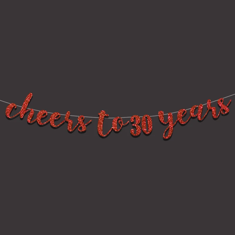 Баннер от Cheers до 30 лет, пивная кружка Happy 30th декор для вечеринки в честь Дня Рождения, золотые блестящие юбилейные корпоративные вечерние украшения - Цвет: Red Glitter