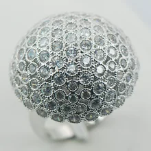 Micropavé Blanco Diamante Simulado Zafiro Anillo de Plata 925 Tamaño 6 7 8 9 10 11 A02