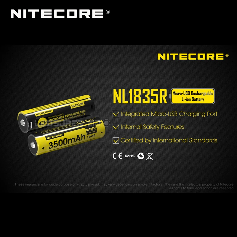 Nitecore NL1835R 3500mAh 18650 Micro-USB литий-ионный аккумулятор с зарядным портом