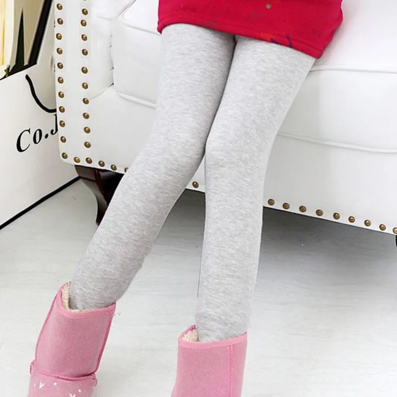 Autumn Winter New Girls Leggings Cotton Velvet Warm Candy Color Girl Casual Pants 4-11 Year Children Pants