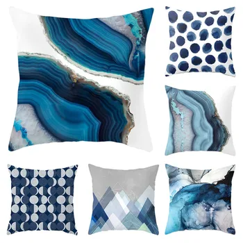 

1pc Geometric Print Cushion Cover Throw Pillow Cover Polyester Cushion Case Home Sofa Bed Decorative Pillow Case 45*45cm