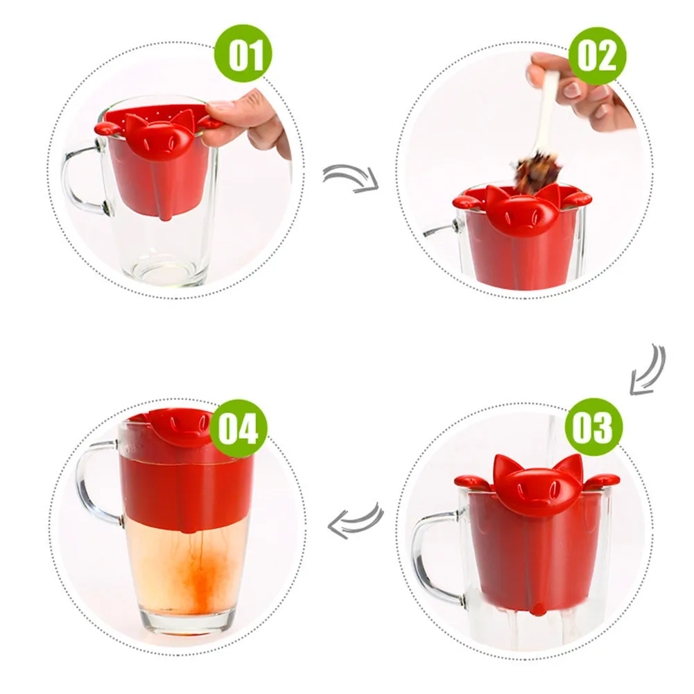 Baru Kartun Kucing Teh Saringan Plastik Kucing Teh Daun Teh Infuser