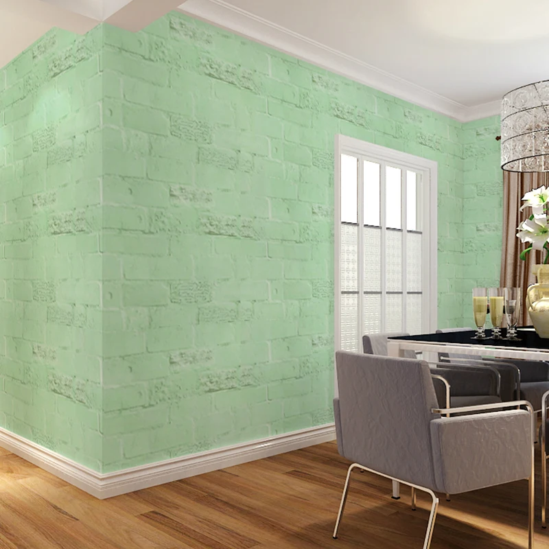 

green brick PVC vinyl have glue waterproof child baby bedroom TV back door furniture wardrobe desktop wallpaper wall sticker