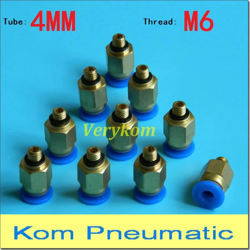 10pcs/lot PC 04 M6 4 M6 Pneumatic 4mm Tube Hose Push In M6 Male
