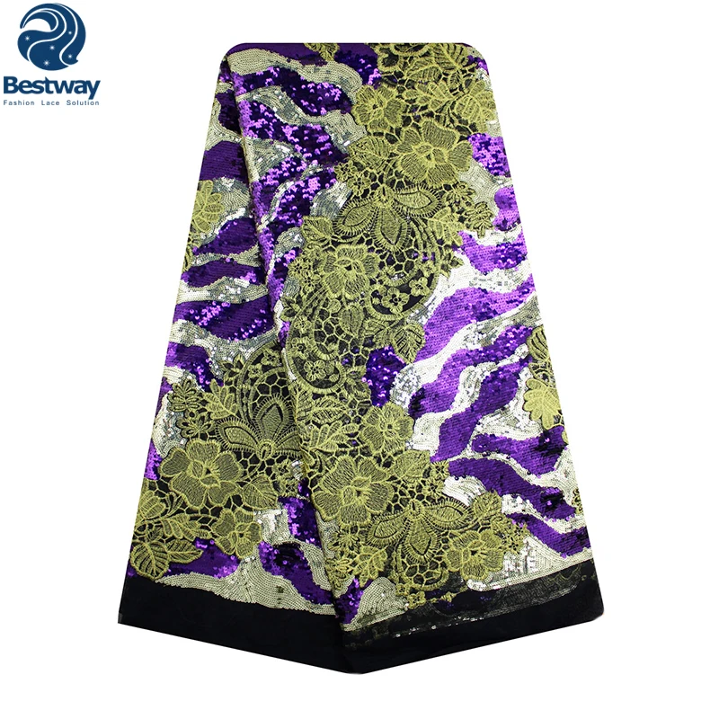 

Bestway Sequins Lace Fabric Embroidered French Lace Fabric African Mesh Lace Fabrics Sewing Materials For Nigeria Party Dress
