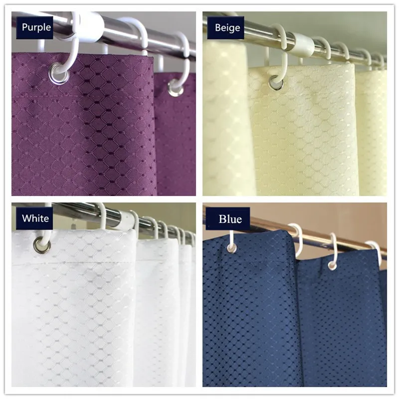 

Delicate Jacquard Thick Polyester Fabric Shower Curtain Solid Color Waterproof Bathroom Shower Curtain Hotel Toilet Partition