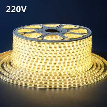 

Led strip 220v SMD 5050 60leds/m Waterproof IP67 led ribbon neon tape Strip Led Lamp Lights Power Plug Living Room led stripe