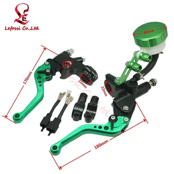 

2pcs GREEN 7/8"22MM UNIVERSAL MOTORBIKE FRONT LEFT RIGHT HYDRAULIC BRAKE CLUTCH MASTER CYLINDER FOR HONDA YAMAHA KAWASAKI SUZUKI