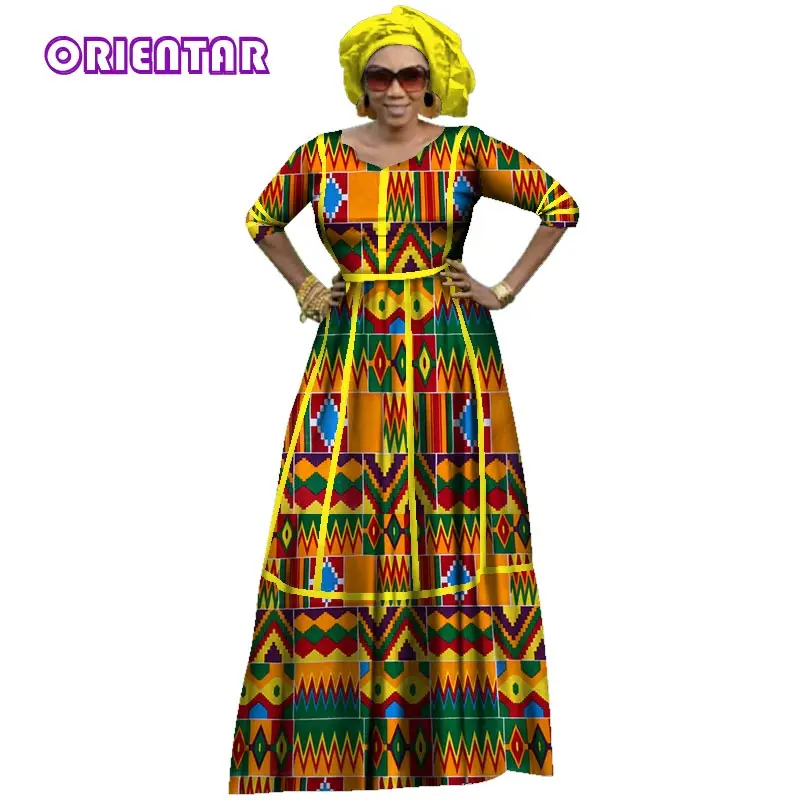 Модные Лоскутные Длинные платья с принтом, традиционная африканская одежда, платья Базен Риш для женщин, летние платья WY2924