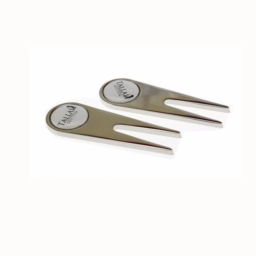 High Quality Design Customize Logo 100pcs Sliver Aluminium Alloy Golf Divot Tool Pitch Repair fork golf accessories High Quality Design Customize Logo 100pcs Sliver Aluminium Alloy Golf Divot Tool Pitch Repair fork golf accessories