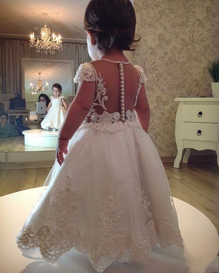 2019 Платья с цветочным узором для девочек на свадьбу, трапециевидные фатиновые Длинные платья для первого причастия для маленьких девочек