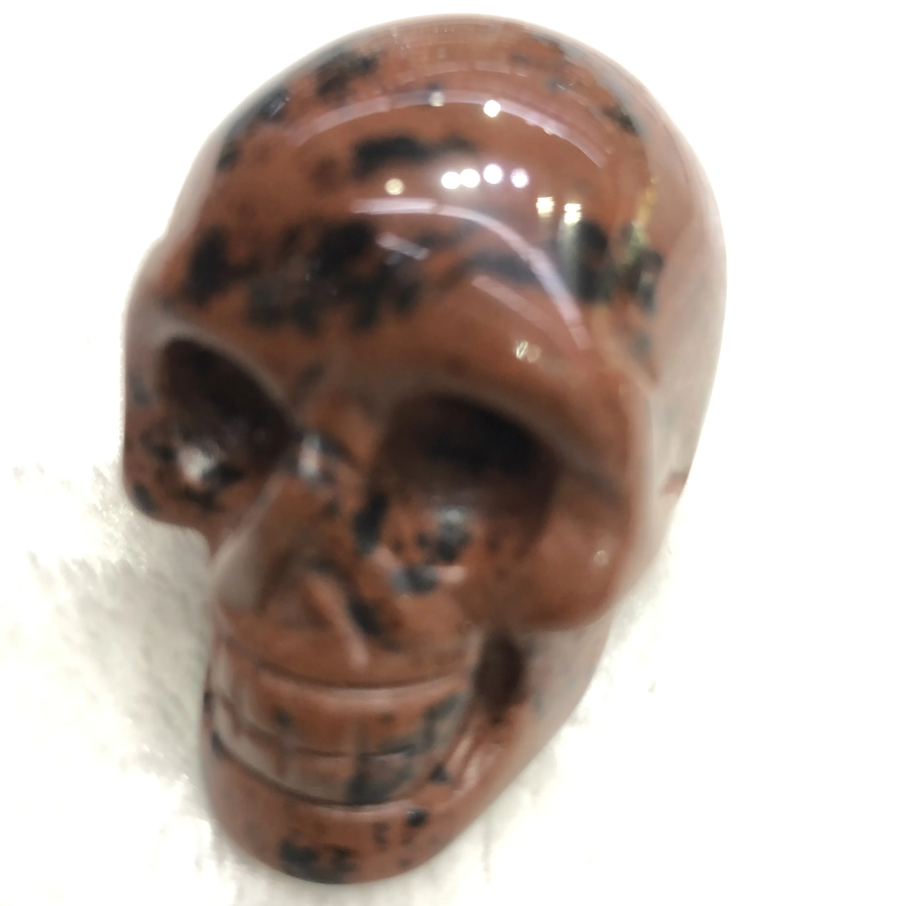 2 Polegadas Vermelho Naturale Pedra Olho De Tigre Escultura Crânio Humano