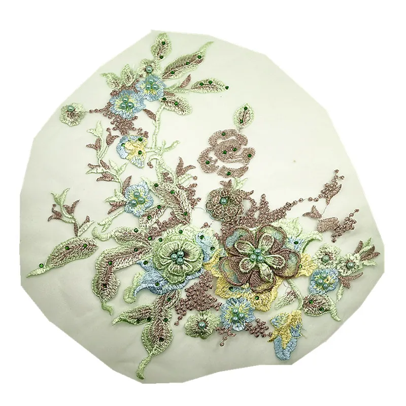 Embroidered Flower Patch Embroidery Beaded Applique Lace Patches For Clothing Wedding (25)