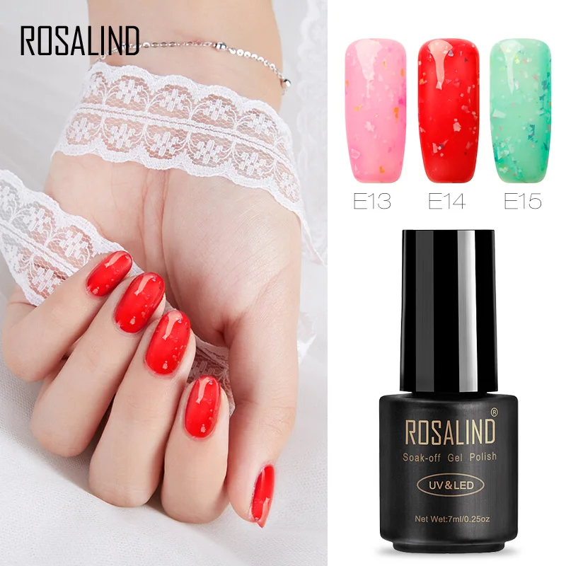 

ROSALIND 7ml Snowflake Nail Polish Glitter 24 Colors Nail Gel Polish LED UV Manicure Soak Off Base Top Coat Nail Art Gel Varnish