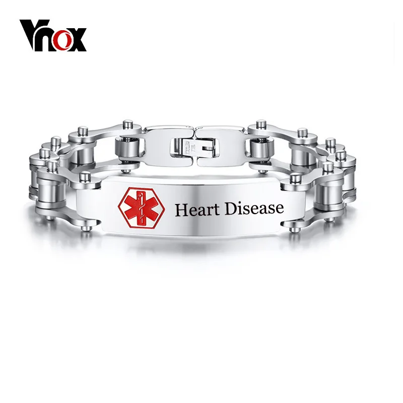 Vnox Free Customized Engraving Disease Name Medical Alert ID Bracelet