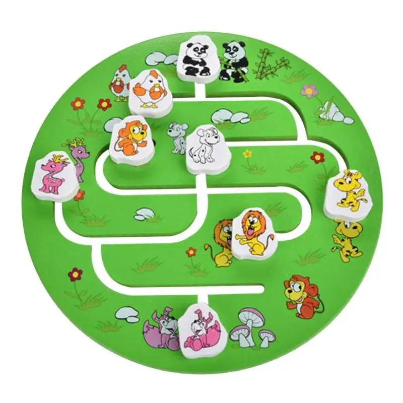 Монтессори игрушки мультипликационных животных круглая доска лабиринта головоломки игрушки Обучающие деревянные игрушки для детей