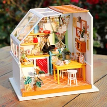DIY МОДЕЛЬ Миниатюрный Кукольный дом Кукольный домик с мебелью светодиодный 3D деревянный дом игрушки для детей на день рождения ручной ремесел DG105# e