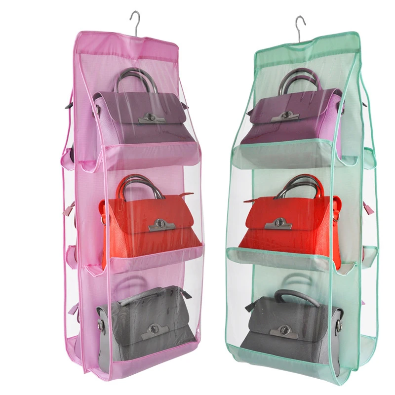 New 5 Colors Fashion 6 Pockets Hanging Storage Bag Purse Handbag Tote Bag Storage Organizer ...