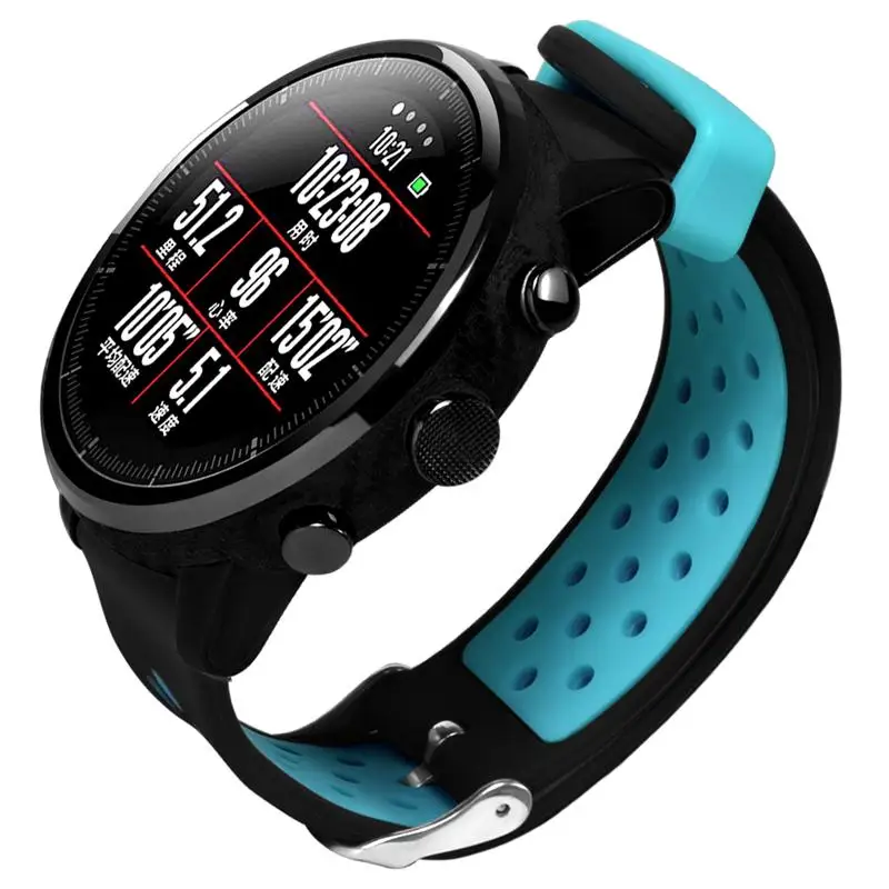 Силиконовый ремешок для Xiaomi Huami Amazfit Stratos/Pace замена Смарт-часы ремешок спортивный браслет для samsung Galaxy Watch 46 мм - Цвет: Blue