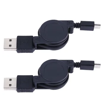 

2Pcs Retractable Micro USB Cable Data Sync Charger Cord Data Sync Transfer Power Supply Wire Pull and Stretch Flat Line Black