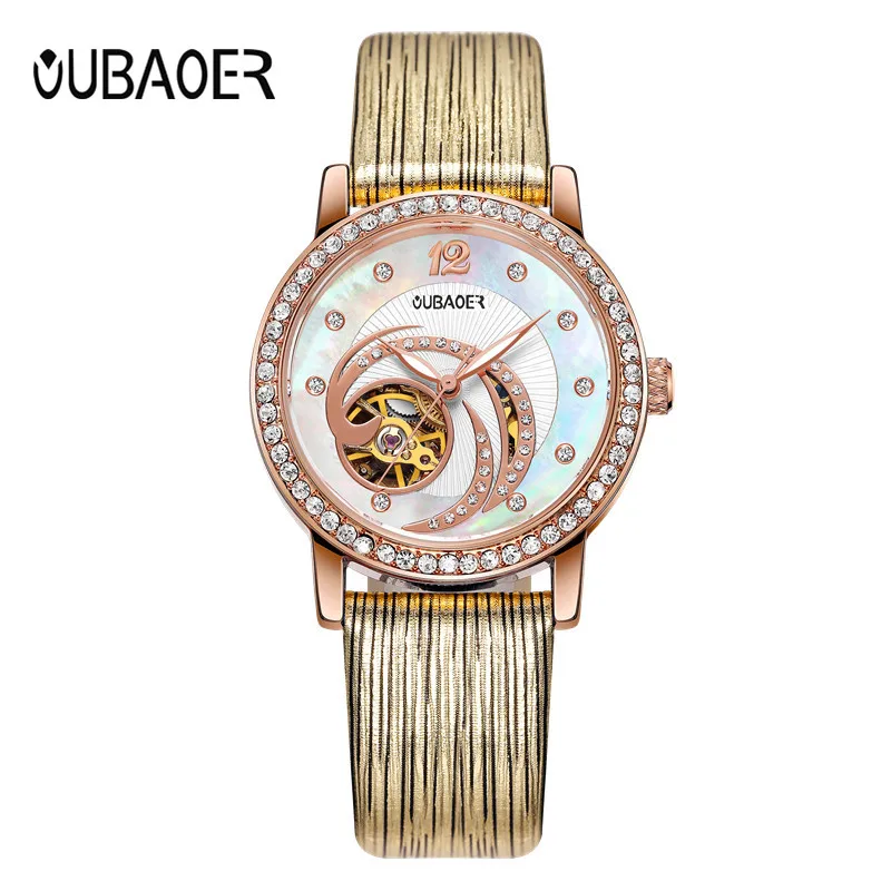 Ladies Automatic Wrist Watch Women OUBAOER Fashion Casual Mechanical Watch Clock Women Dress Watches Montre Femme