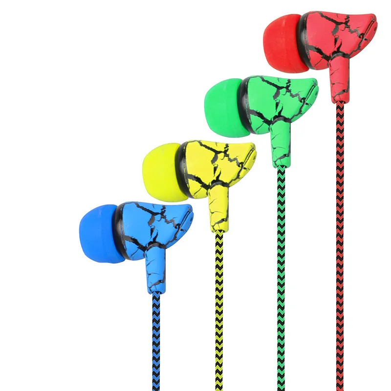 

New Personality Fashion Crack Grain Style In-Ear Earphones Weave Wired 3.5mm Headset For Smartphone Apple Android MP3 MP4