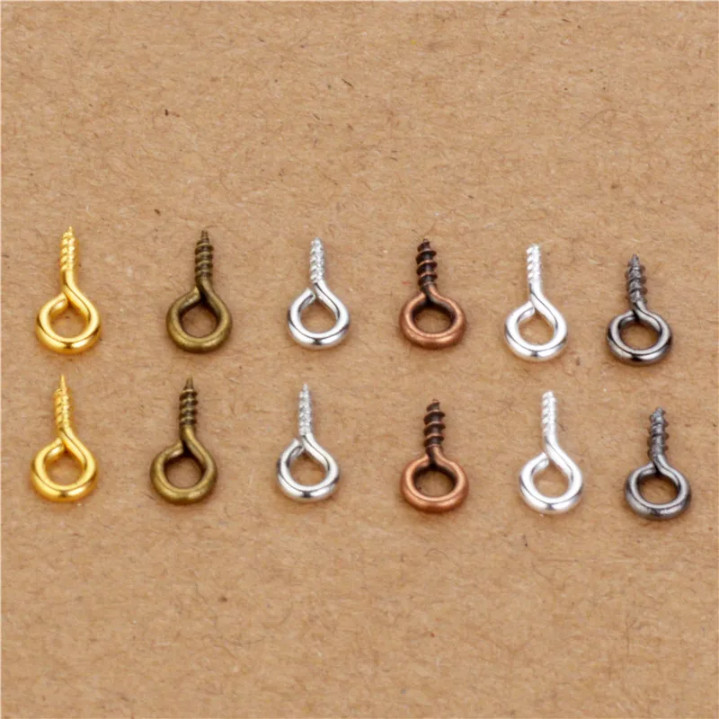 

Wholesale 200pcs Small Tiny Mini Eye Pins Eyepins Hooks Eyelets Screw Threaded Silver Clasps Hooks Jewelry Findings 8*4mm