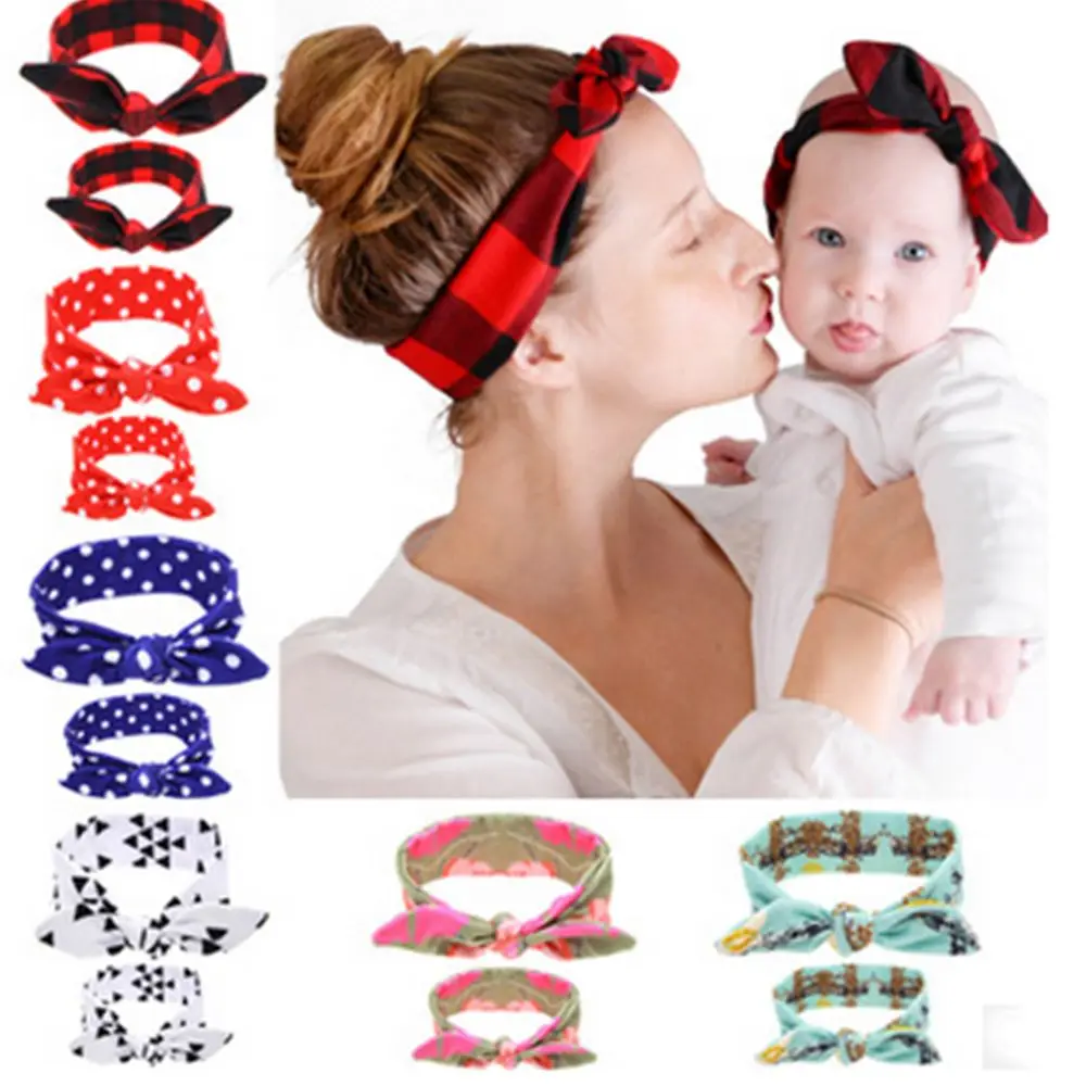 

2PCS/Set Mom Mother & Daughter Kids Baby Girl Bow Headband Hair Band Accessories