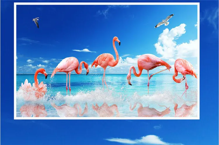 casa, parede de vinil, moderno, minimalista, flamingo, fundo