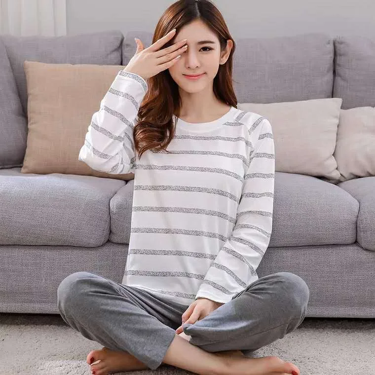 

Women Pajamas Sets Summer Long Sleeve Cartoon Print Cute Loose Sleepwear Girl Pijamas Mujer Leisure Nightgown Women Pyjamas Pj