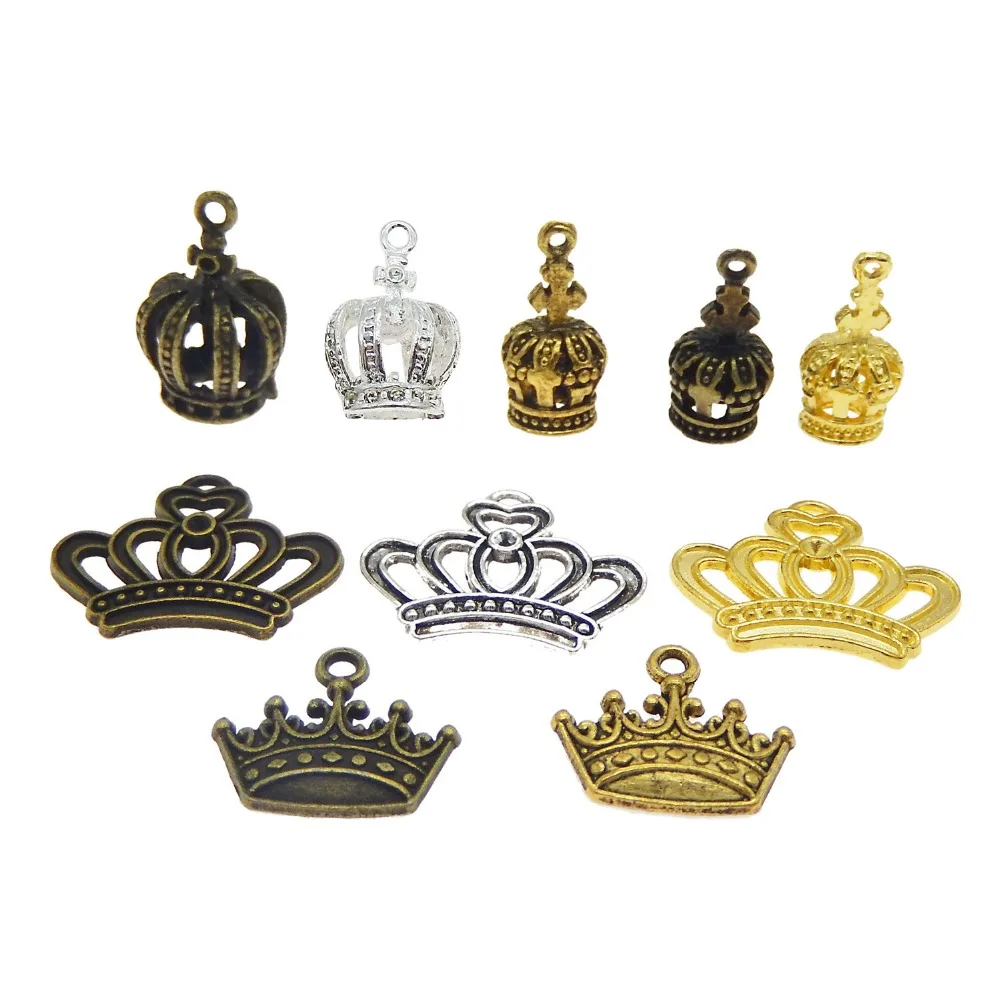 Mix 20pcs Crown Charms Keychain Vintage Earrings Diy Necklace Charms Pendant Bracelet Jewelry