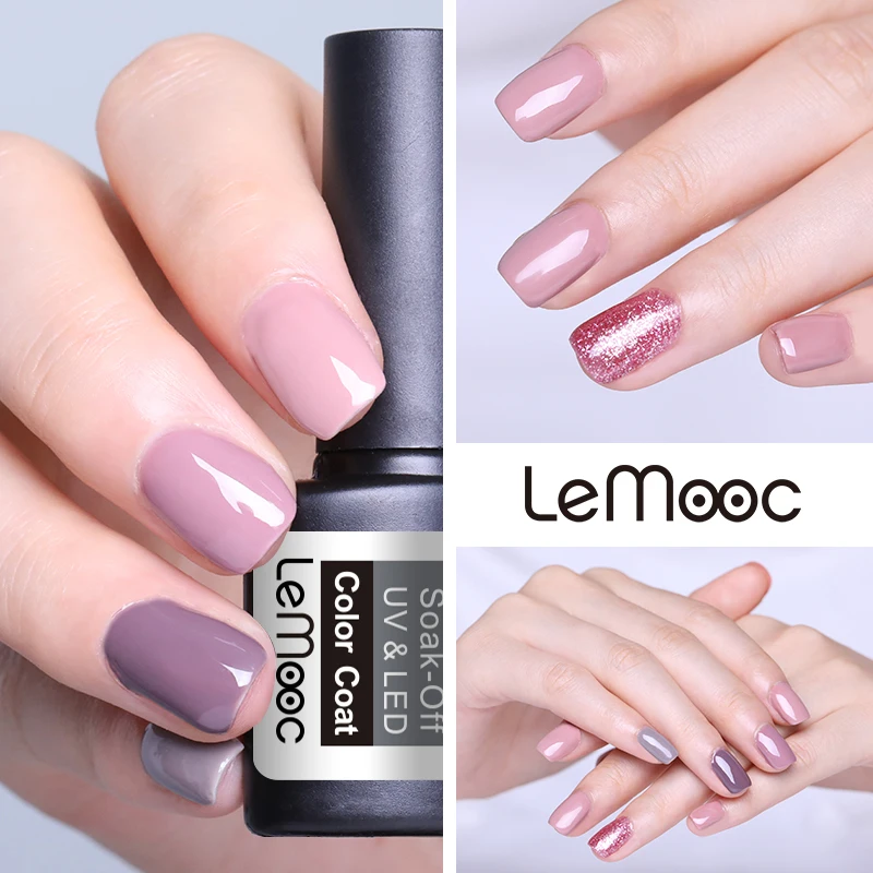 LEMOOC Gel Nail Polish 8ML Semi Permanant UV Glitter Gel Polish For Nail Art Color Gel Soak Off No Wipe Top Coat Nails Polish