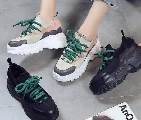 

2018 wild Korean version of the pine cake ugly shoes increased old shoes women .