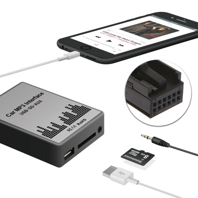 USB SD AUX Автомобильный MP3 музыкальный CD Changer аудио адаптер для peugeot 307 407 Citroen C4 C5 RD4 12PIN интерфейс CD высокое качество