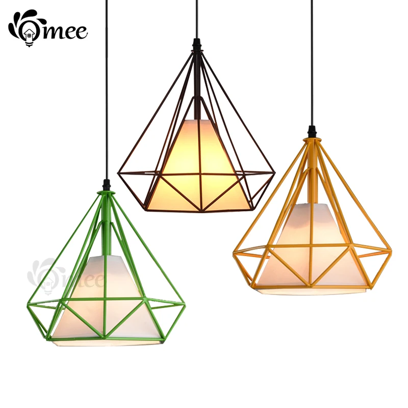 Colorful Birdcage Pendant Lamp Scandinavian Modern Minimalist Art Colorful Birdcage Pendant Lamp Scandinavian Modern Minimalist Art Pyramid Iron Light Diamond Creative Restaurant Lights