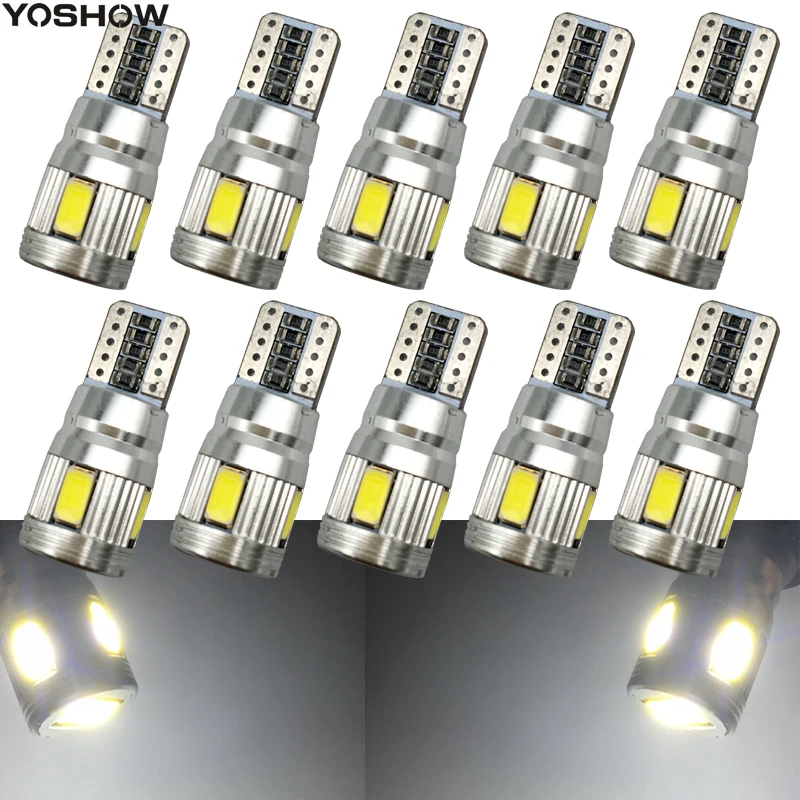 10X T10 W5W Canbus Нет Ошибка 6 SMD 5630 5730 Светодиодные фонари Клин лампы светодиодные