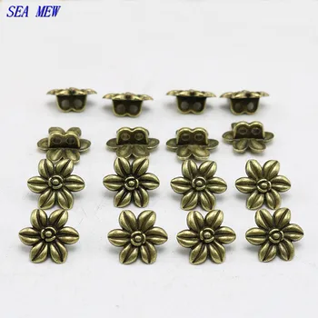 

SEA MEW Antique Bronze Plated Vintage Style Metal Alloy Flowers Connectors Charm DIY Jewelry Accessories