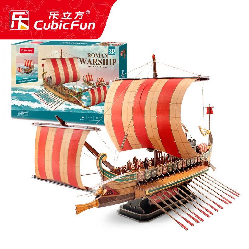 

Educational toy 1pc CubicFun ancient Rome warship pirate ship 3D paper jigsaw puzzle model building kits boy gift toy