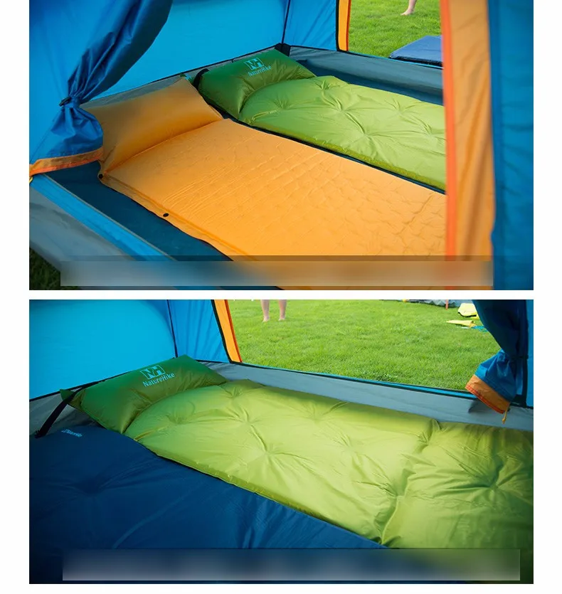 Colchão com Travesseiro Almofada de Dormir Barraca de Acampamento Naturehike Auto Inflável Dormir Esteira Auto-inflar Cama Dobrável Única 10 Naturehike auto inflável dormir esteira colchão com
