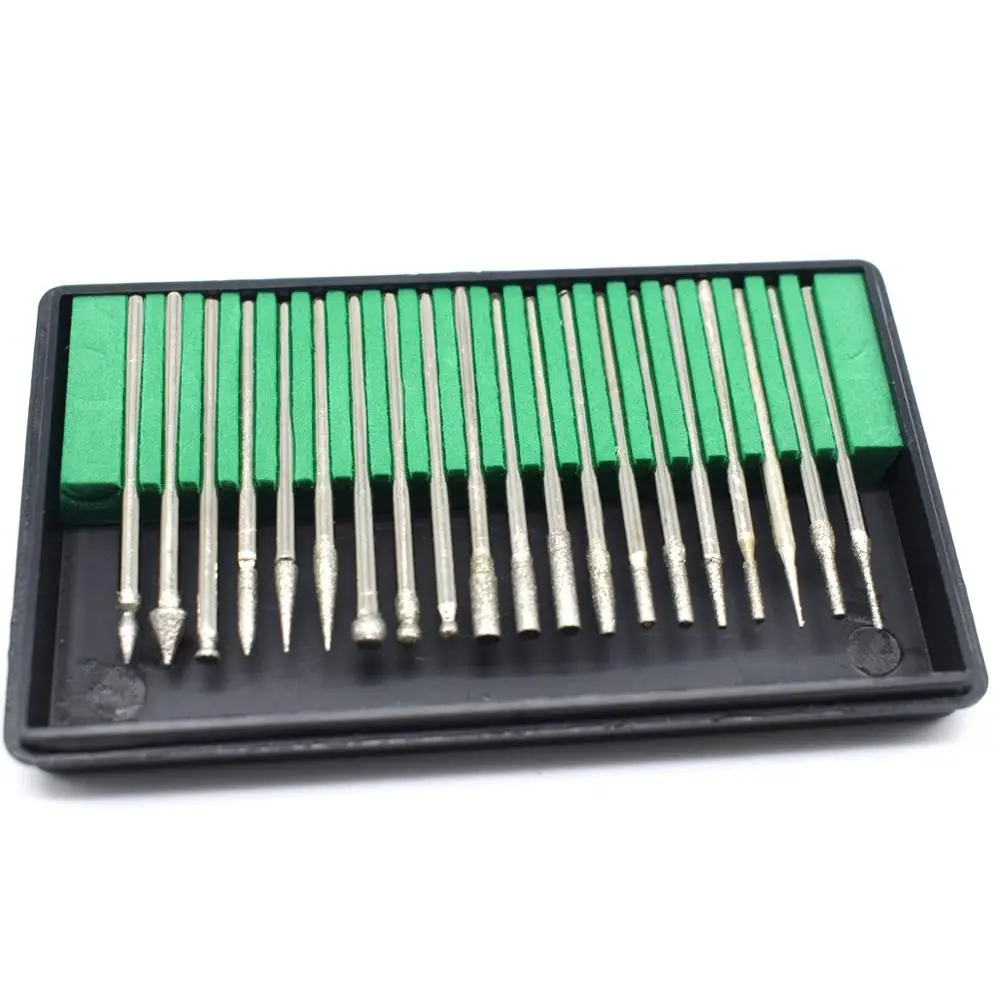 

20pcs/set Diamond Rotary Burs Jewelry Polishing Drill Engraving Bits diameter 2.35mm jewellers tool