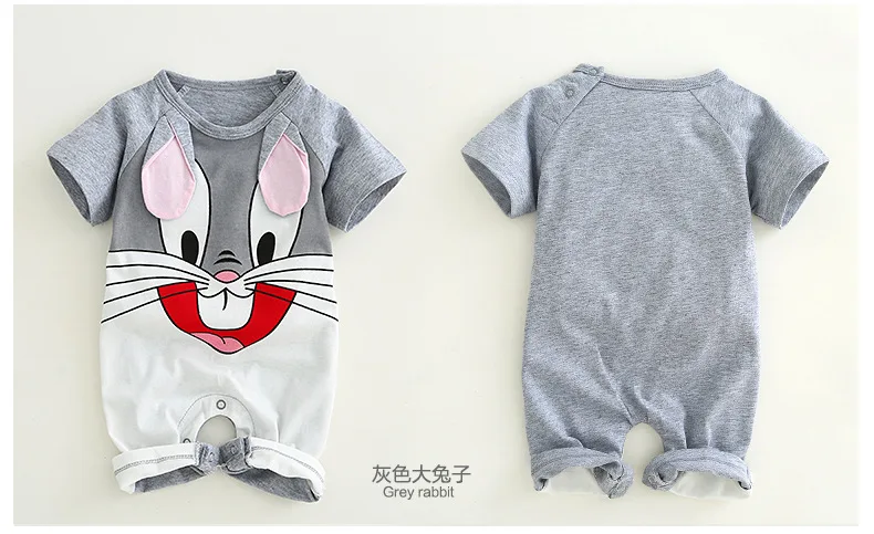 Bebé recién nacido monos de algodón encantadora Orejas de conejo bebé niño niñas de manga corta traje de bebé monos ropa Bebes ropa infantil Bebé recién nacido monos de algodón encantadora Orejas de conejo bebé niño niñas de manga corta traje de bebé monos ropa Bebes ropa infantil
