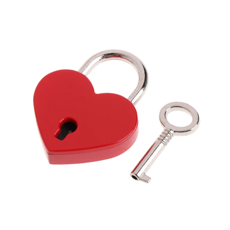 В форме сердца старинный старый античный стиль Мини архаизмы навесные замки ключ замок с ключом - Цвет: Красный